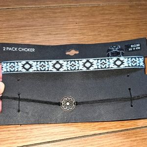 Last chance! Chokers x2 Target Brand Blue Geometric Pattern and Silver and Black